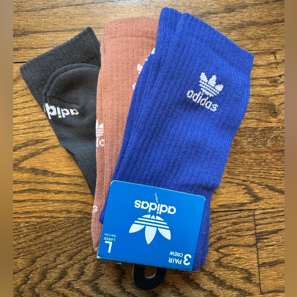adidas Originals Men's Color Wash Crew Socks - 3 Pack, NWT - Picture 7 of 7